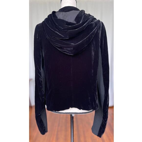 Rick Owens Black Velvet Hooded Biker Jacket Women's Size Medium Designer Luxury - Picture 3 of 14